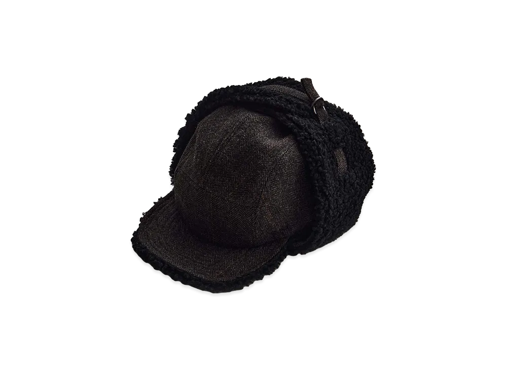 NICENESS M.Strick Tweed Mouton Hunter Cap "Charcoal"