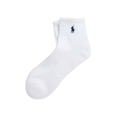 Polo Ralph Lauren Cotton Blend Quarter Crew Socks "White"