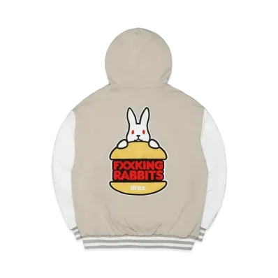FR2 Rabbit Burger Embroidery Sweat Varsity Jacket "Beige"