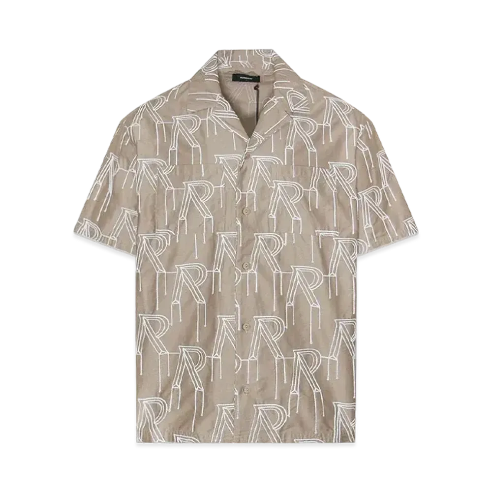 REPRESENT Embroidered Initial Overshirt "Washed Taupe"