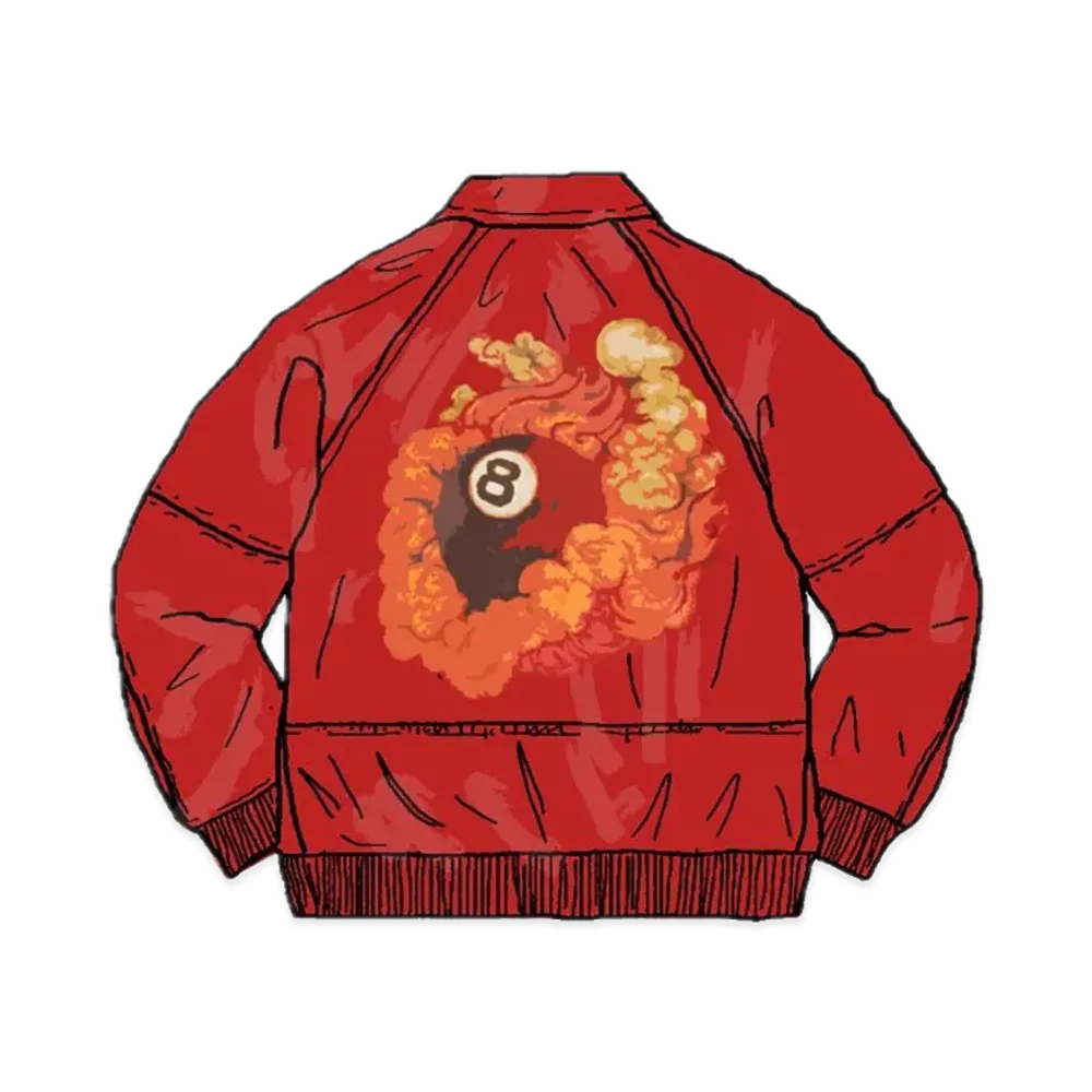 Supreme x Martin Wong Schott 8-Ball Leather Varsity Jacket "Red"