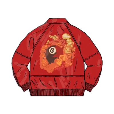 Supreme x Martin Wong Schott 8-Ball Leather Varsity Jacket "Red"