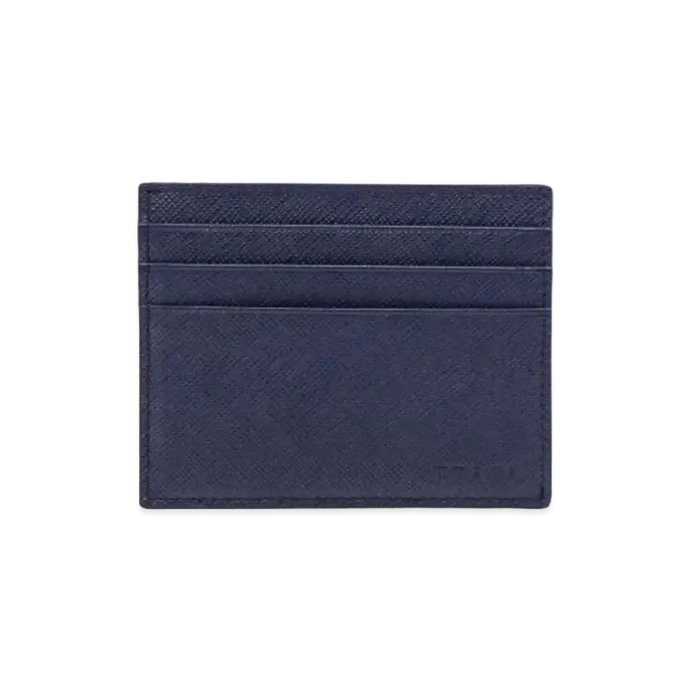 PRADA Saffiano Leather Card Holder "Baltic Blue"