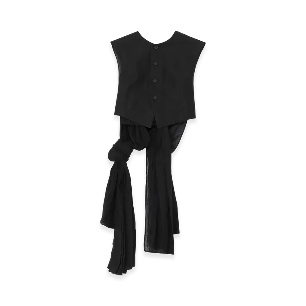 Yohji Yamamoto High Twisted Gabardine Backside Knot Detail Vest "Black"