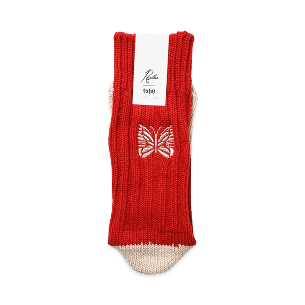 NEEDLES x ts(s) Unpaired Cotton Rib Sock "Red"