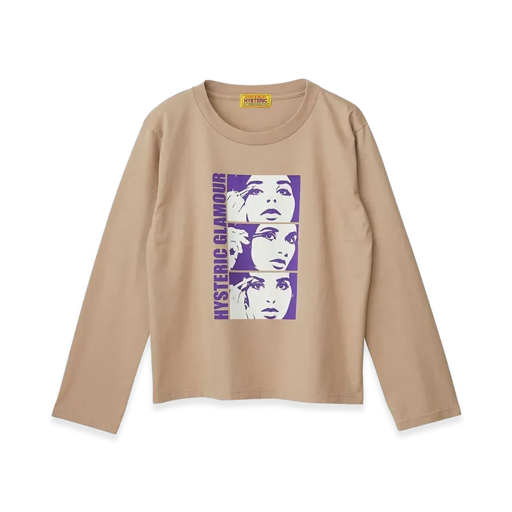 HYSTERIC GLAMOUR Women's WAKE UP MAKE UP T-Shirt "Beige"