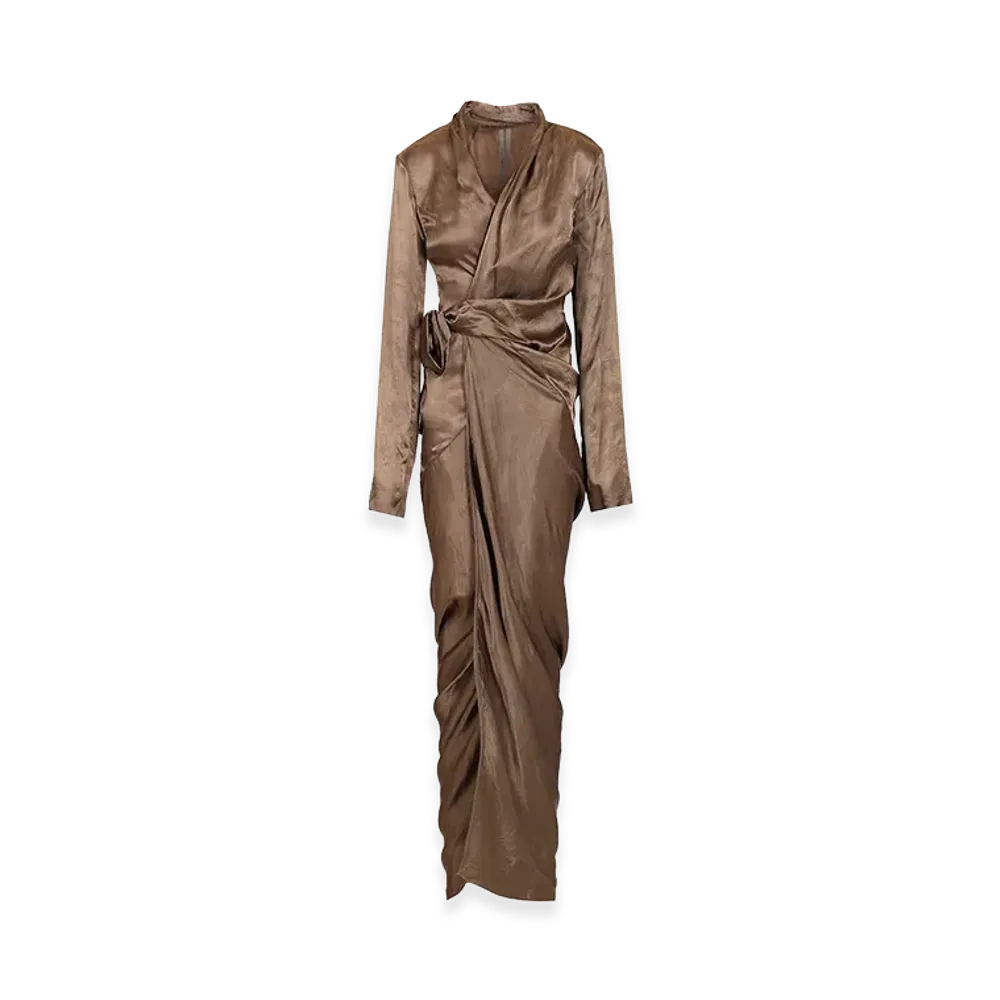 Rick Owens Women's Wrap Gown Dress "Brown"