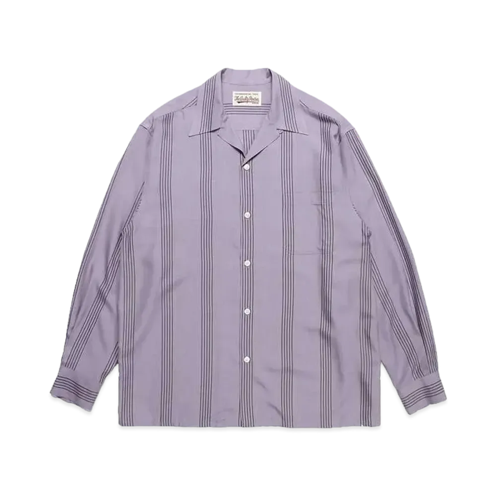 WACKO MARIA Striped Open Collar Shirt "Purple"