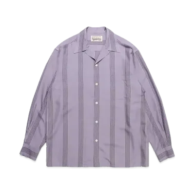 WACKO MARIA Striped Open Collar Shirt "Purple"