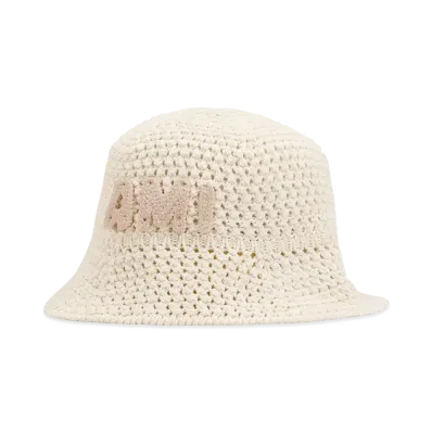 AMI PARIS Cotton Knit Ami Patch Bucket Hat "White"