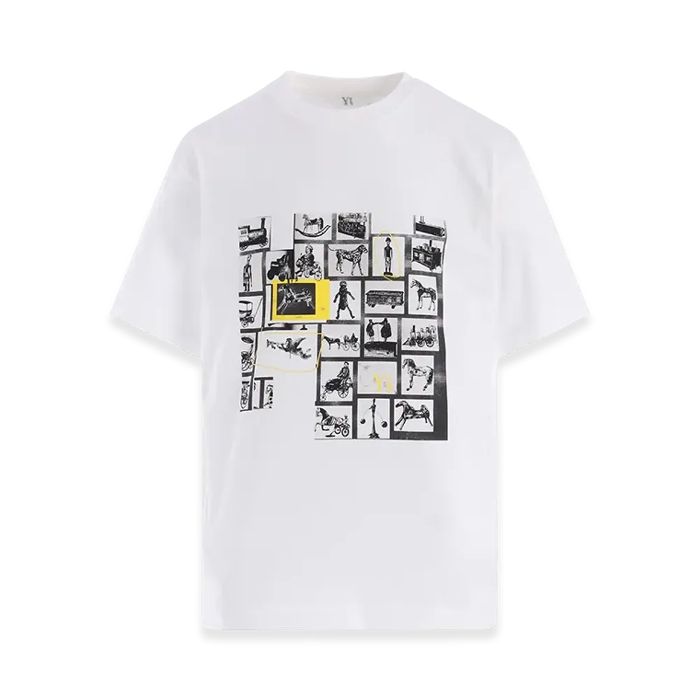 Y's Cotton Jersey Toy Pigment Print Tee "White"