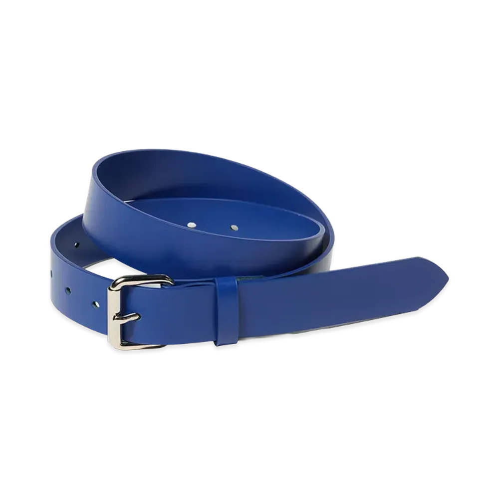 AURALEE Women's Glazed Leather Roller Buckle Belt "Royal Blue"