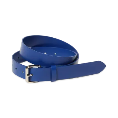 AURALEE Women's Glazed Leather Roller Buckle Belt "Royal Blue"