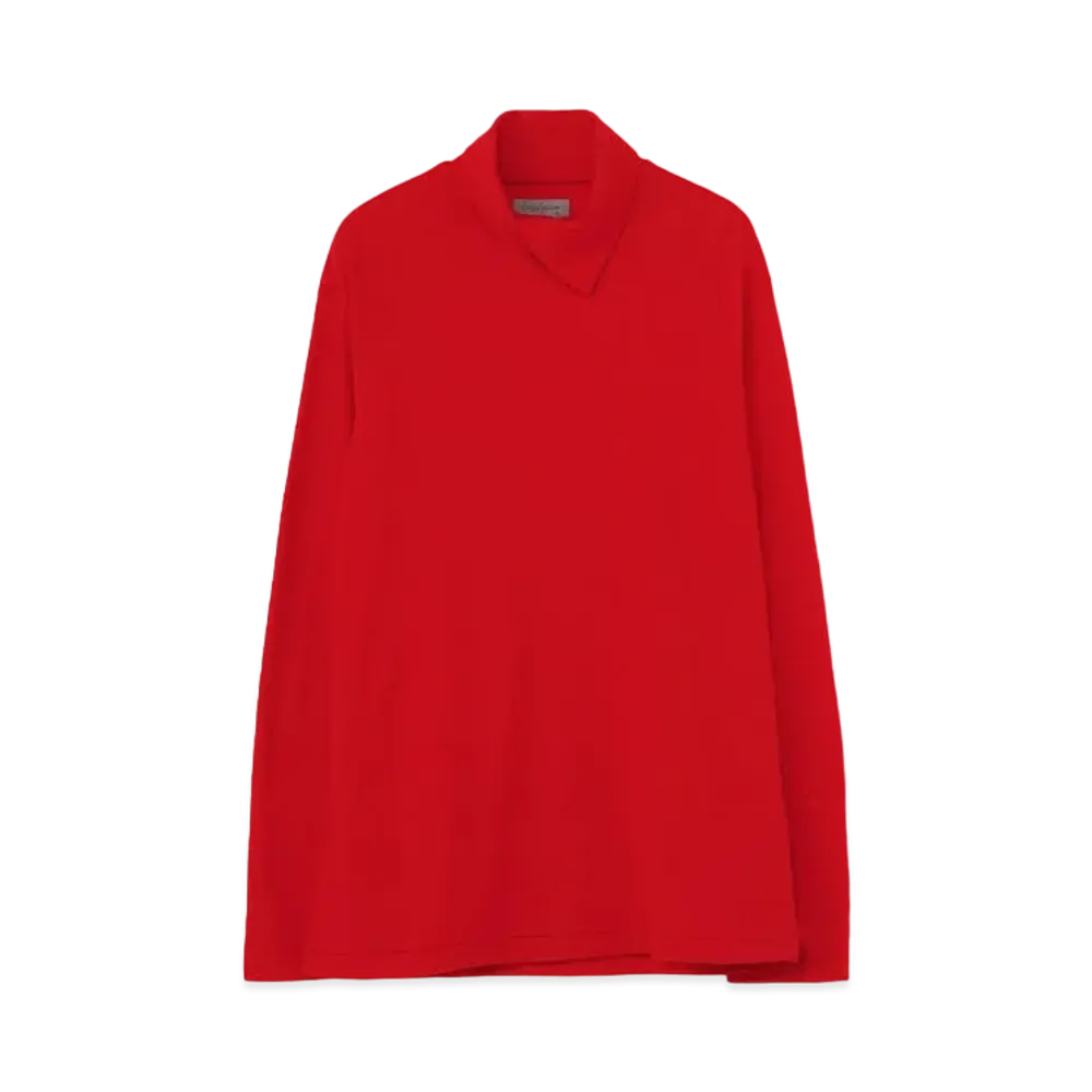 Yohji Yamamoto Pour Homme WOOL AIR PLAIN STITCH REGULAR LAYERED COLLAR TURTLE "Red"