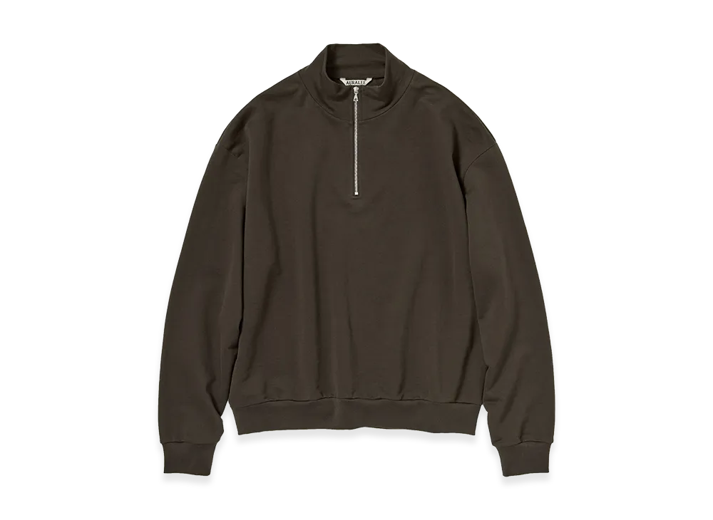 AURALEE Women's Super High Gauge Sweat Half Zip P/O "Dark Brown"