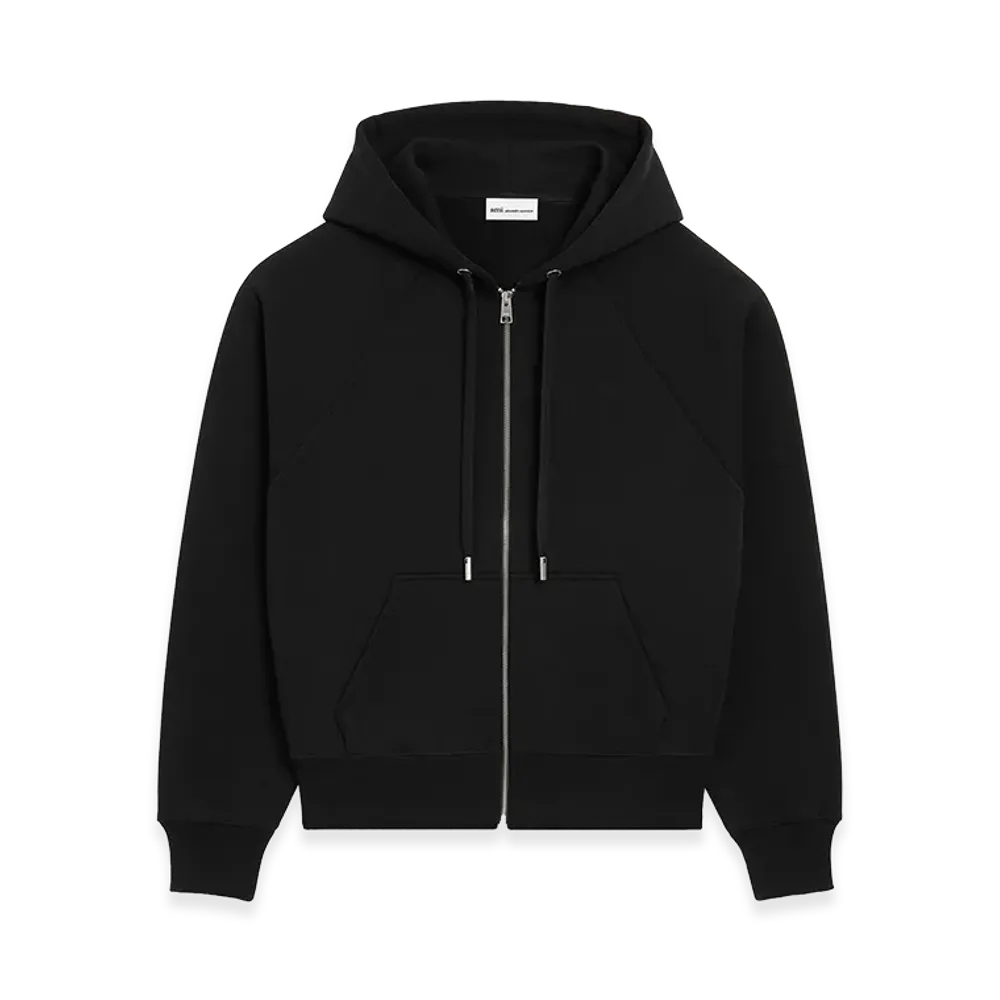 AMI PARIS Cotton Zipped Ami De Coeur Hoodie "Black"