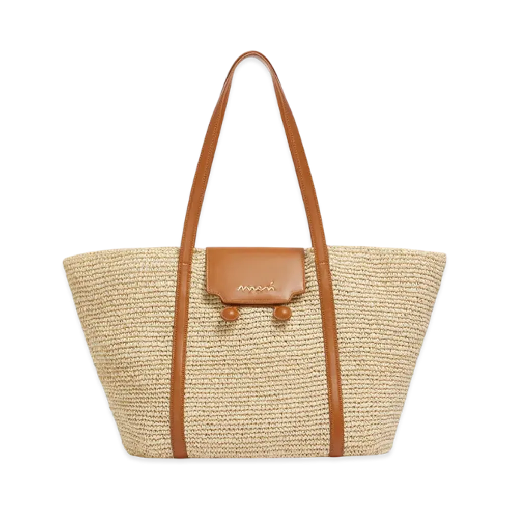 MARNI Medium Trunkaroo Beach Bag in Striped Raffia Effect "Natural"