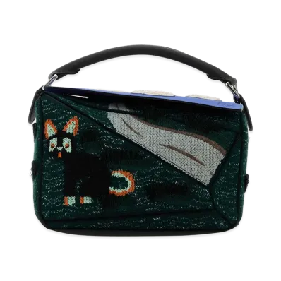 LOEWE Women's Embroidered Fabric Small Puzzle Handbag "Printed"