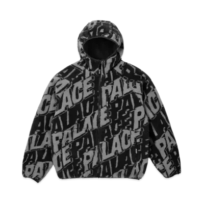 PALACE JACQUARD FLEECE HOODED JACKET "Black"