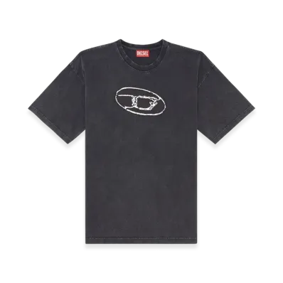 Diesel T-Boxt-Q22 Faded T-Shirt With Oval D Print "Black"