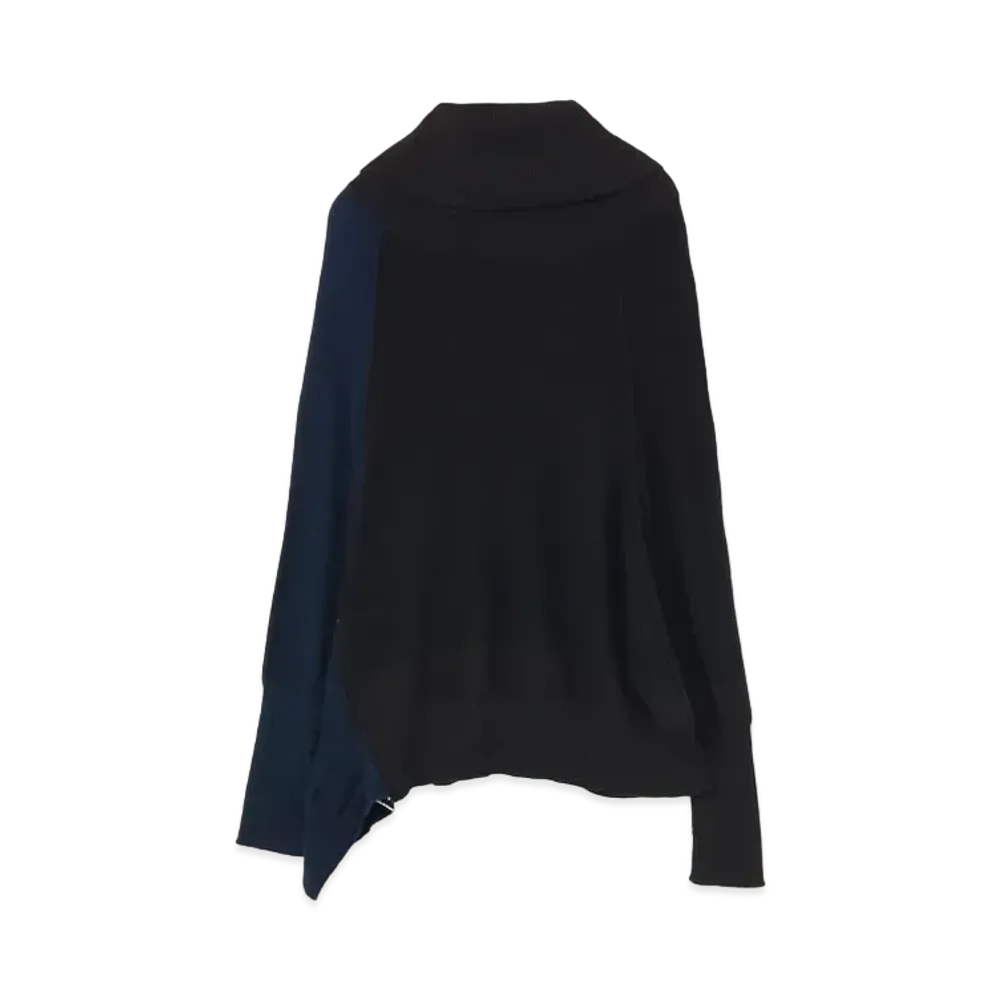 Yohji Yamamoto Y's PLAIN STITCH BACKSIDE SIDE DRAPE PULLOVER "Black"