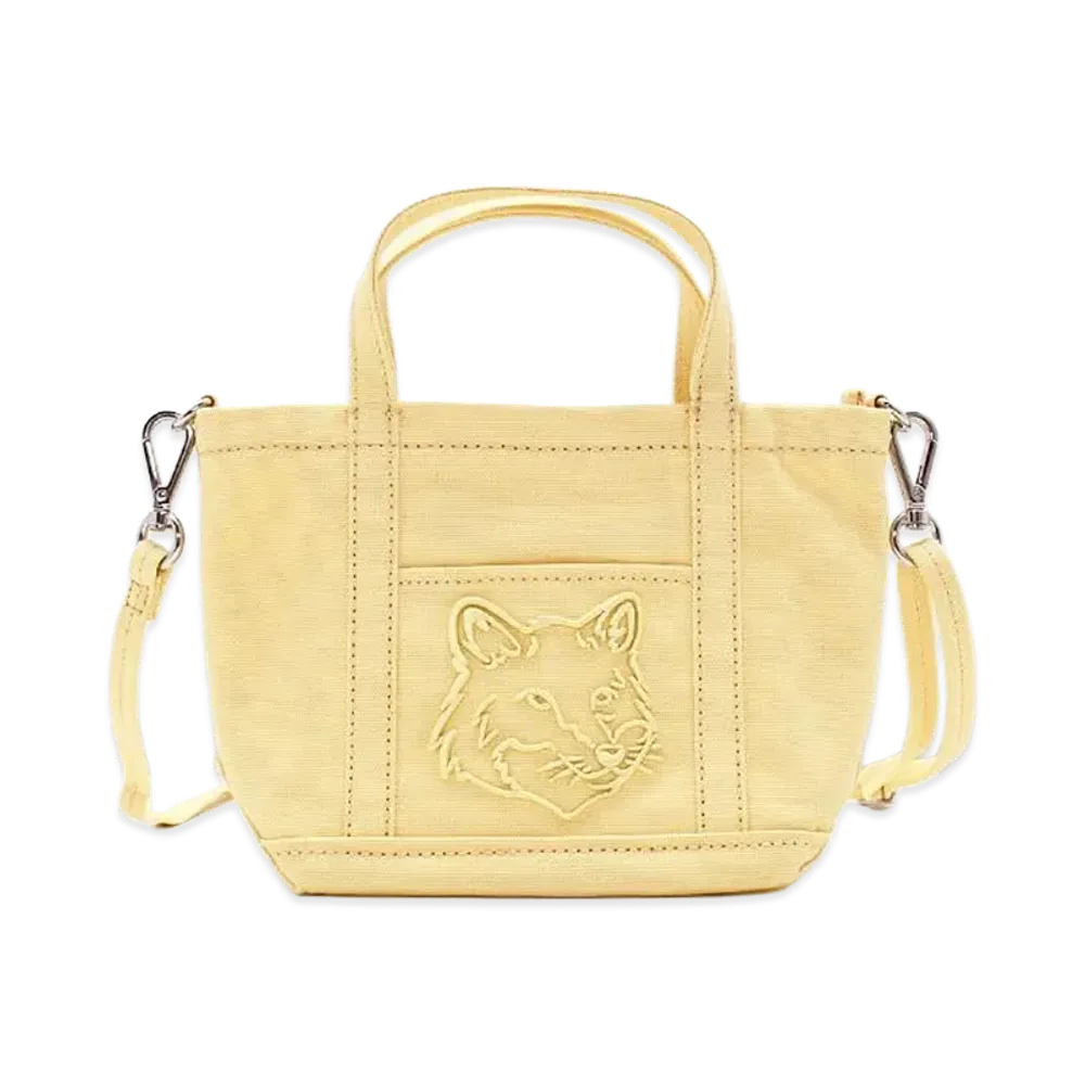 Maison Kitsune Fox Head Mini Tote Bag "Straw"