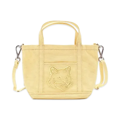 Maison Kitsune Fox Head Mini Tote Bag "Straw"
