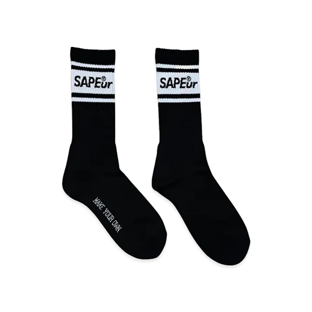 SAPEur Double Line Crew Socks "Black"