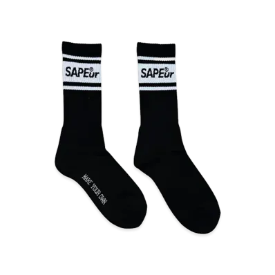 SAPEur Double Line Crew Socks "Black"
