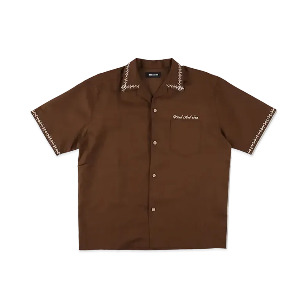 WIND AND SEA Stitch Linen S/S Shirt "Brown"