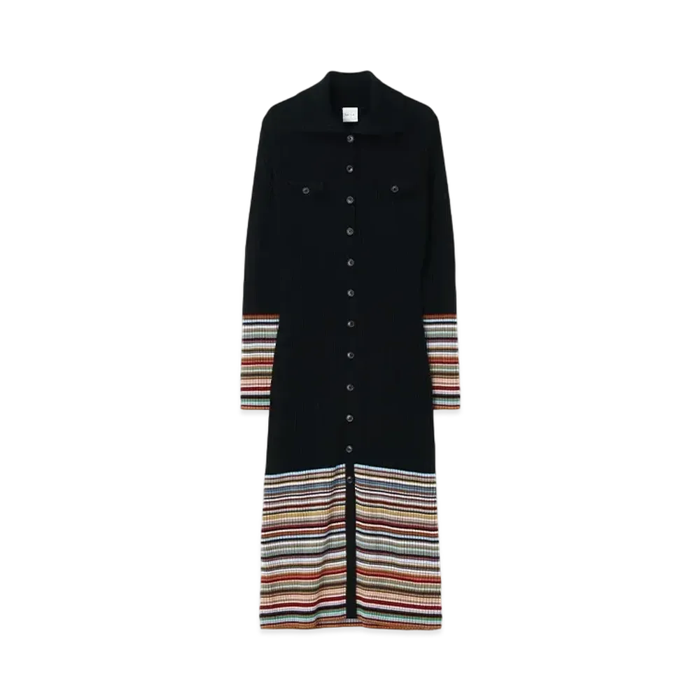 Paul Smith Womens Signature Stripe Rib Knit Dress "Black"