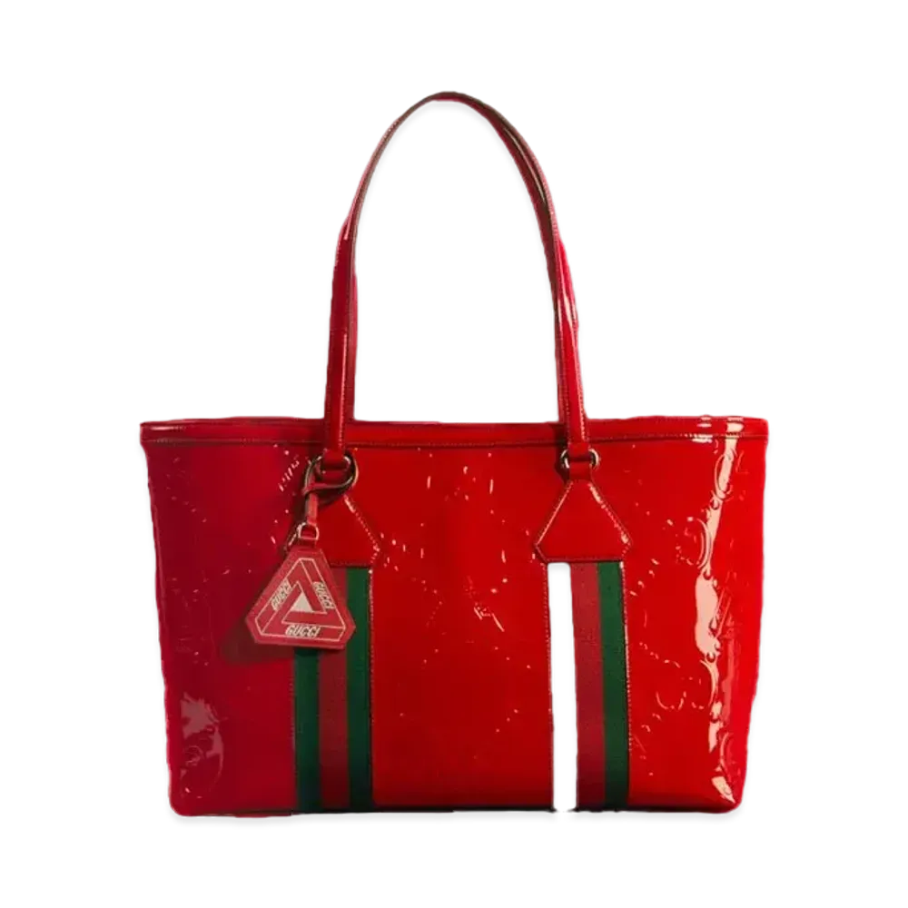 PALACE GUCCI Embossed GG Jumbo Patent Leather Tote Bag "Dark Red"