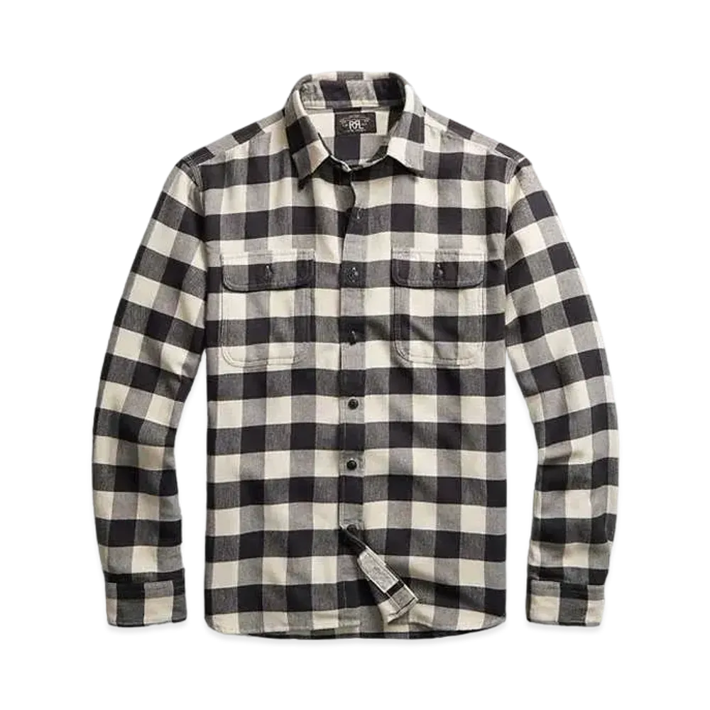 RRL Ralph Lauren Buffalo Check Twill Work Shirt "Natural"