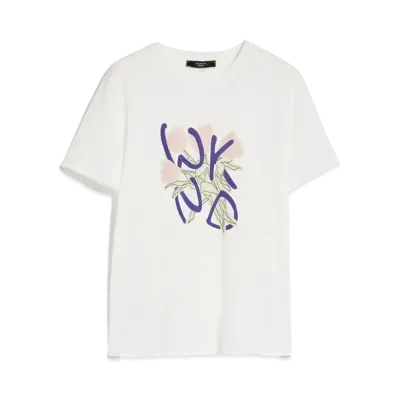 Max Mara Nervi Pure Cotton Printed Jersey T-shirt "White/Logo"