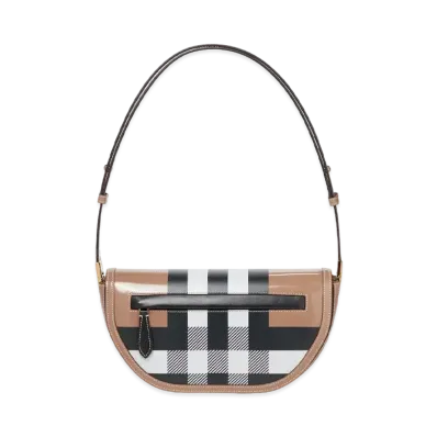 Burberry Small Check Leather Olympia Bag "Camel"