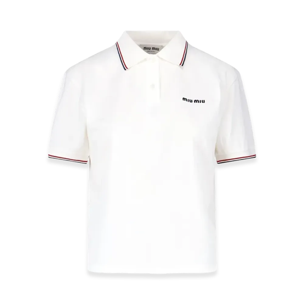 MIUMIU Cotton Pique Polo Shirt "White"