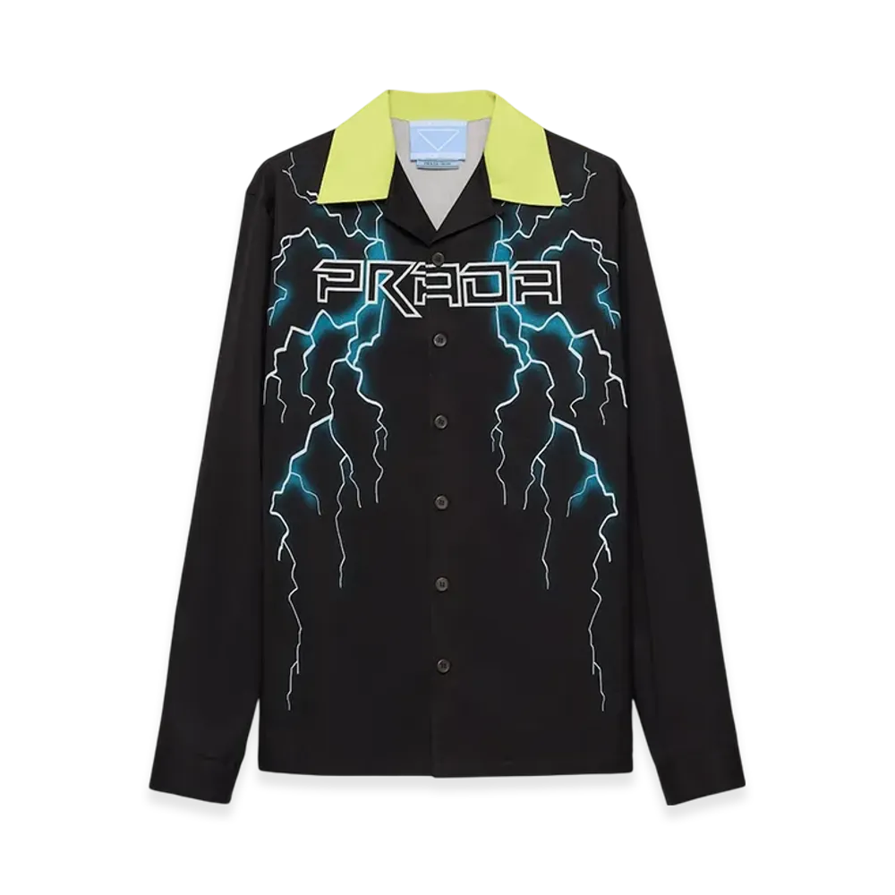 PRADA Timecapsule Printed Cotton Shirt "Black/Yellow"
