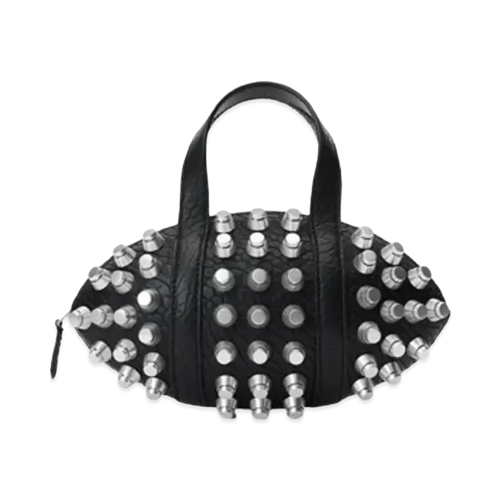Alexander Wang Kong Trap Stud Lambskin Leather Hand Bag "Black"