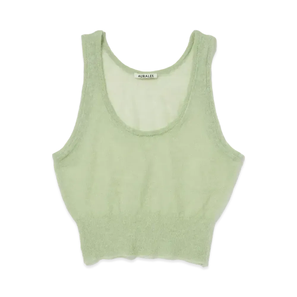 AURALEE Kid Mohair Sheer Knit Tank "Light Green"