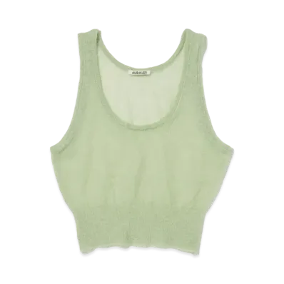 AURALEE Kid Mohair Sheer Knit Tank "Light Green"