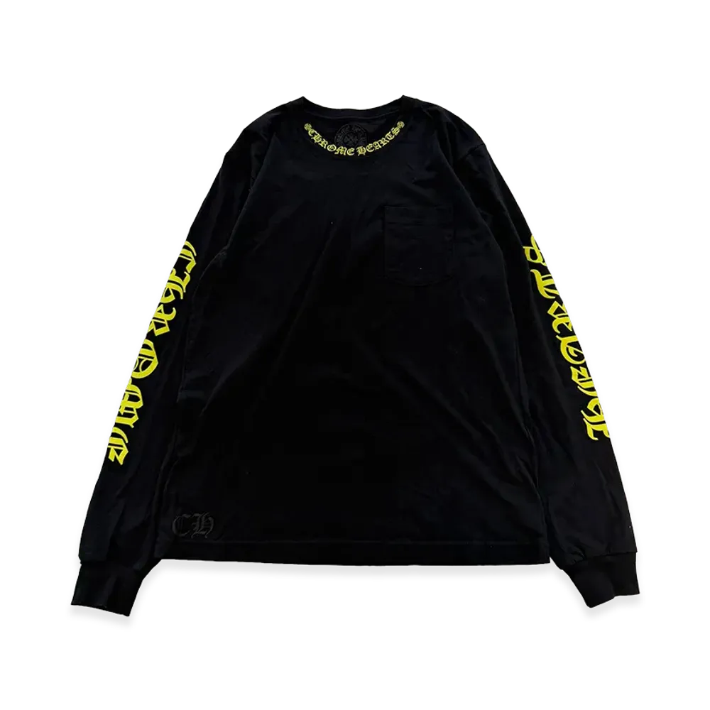 Chrome Hearts Old English Neck Logo L/S T-Shirt "Black/Yellow"