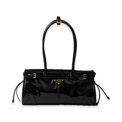PRADA Bonnie Medium Naplak Patent Leather Handbag "Black"