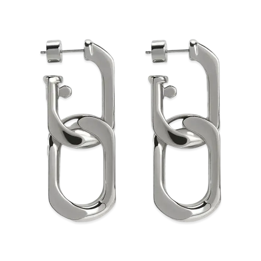 CHARLES & KEITH Gavine Chain-Link Drop Earrings "Silver"