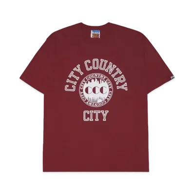 CITY COUNTRY CITY COTTON T-SHIRT COLLEGE LOGO "BURGUNDY"