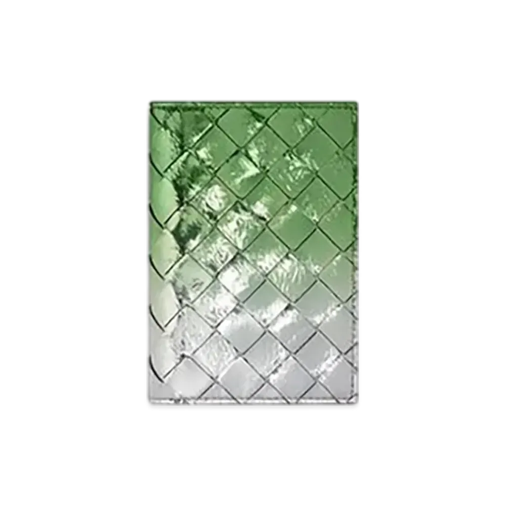 Bottega Veneta Intrecciato Passport Case "Silver/Fresh Mint"