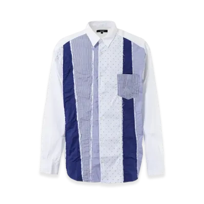 COMME des GARCONS HOMME Cotton Stripe Patterned Shirts "White"