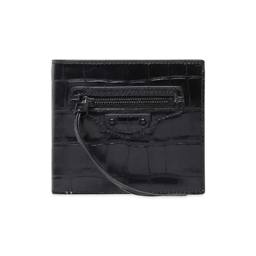 BALENCIAGA Men's Neo Classic Square Fold Coin Wallet "Black"