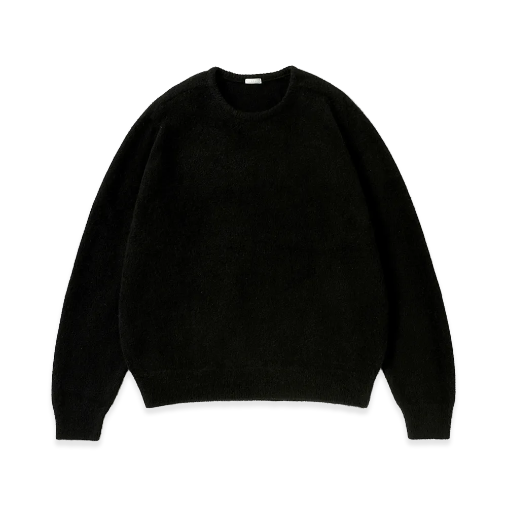 A.PRESSE Brushed Cashmere Middle Gauge Pullover Sweater "Black"