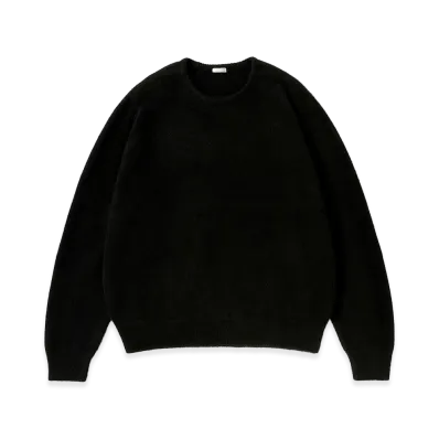 A.PRESSE Brushed Cashmere Middle Gauge Pullover Sweater "Black"