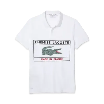 LACOSTE Maid Infrance Box Print Polo Shirt "White"